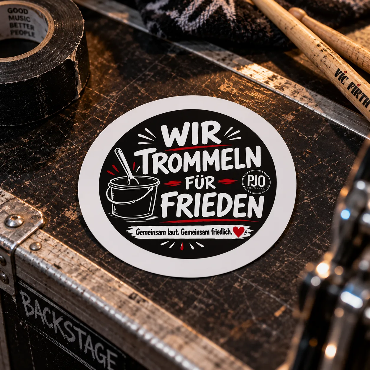 Trommeleimer Aufkleber Wir trommeln