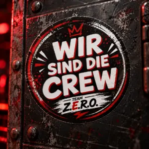 Wir sind die Crew Aufkleber rund 8cm
